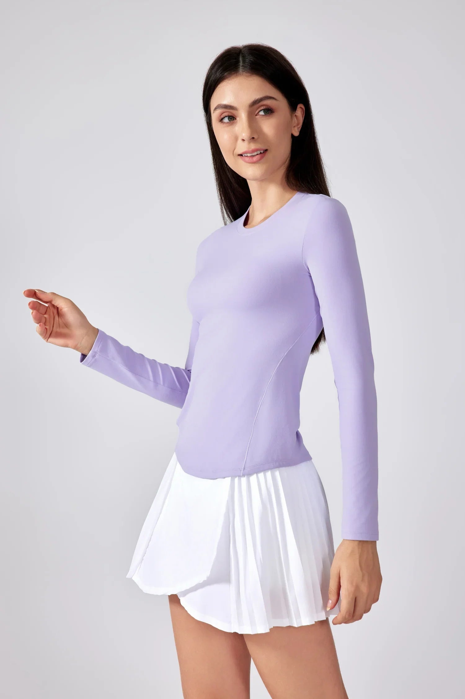 Slim Fit Yoga Fitness Long Sleeve Top-Light purple
