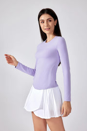 Slim Fit Yoga Fitness Long Sleeve Top-Light purple