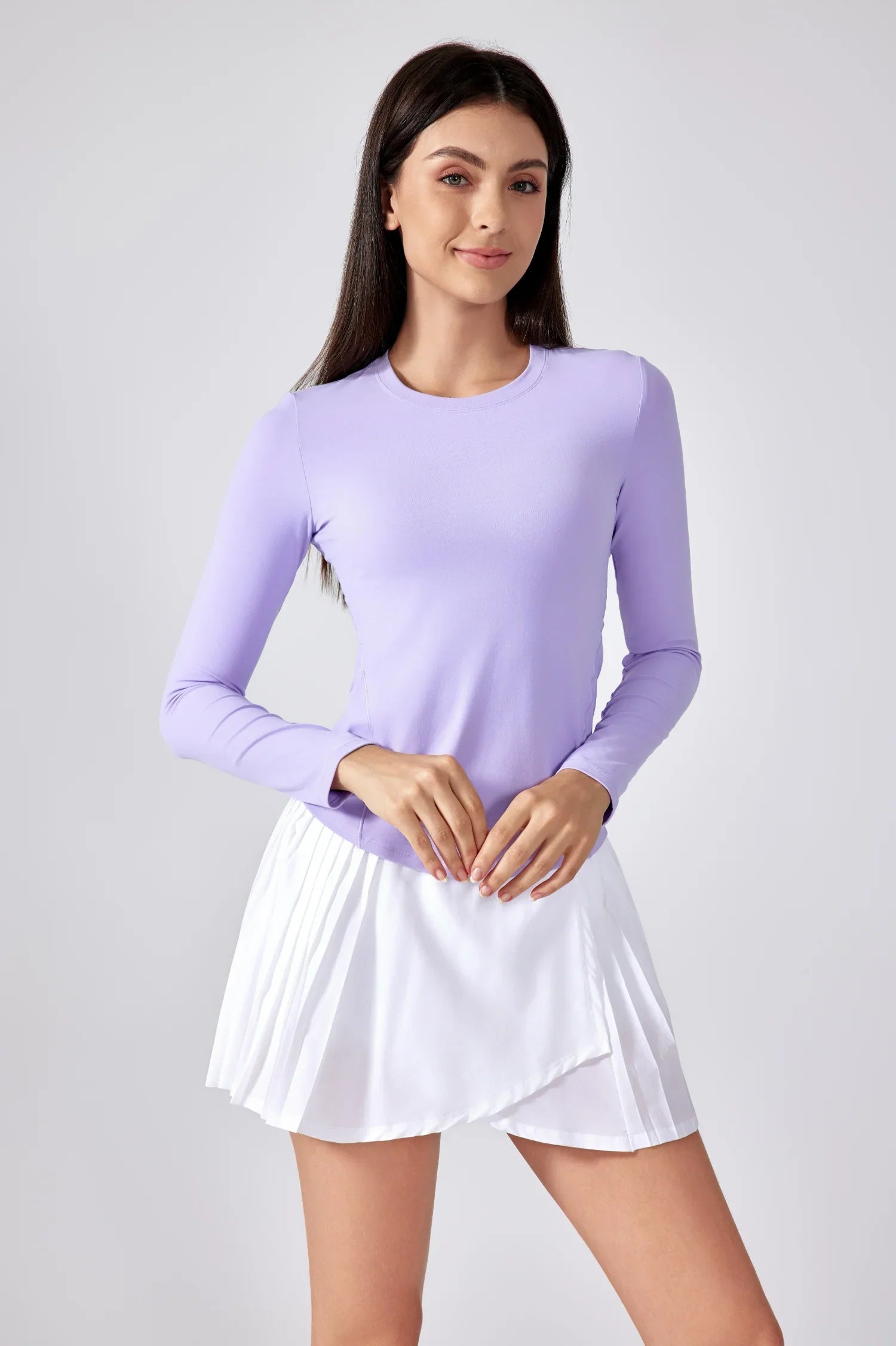 Slim Fit Yoga Fitness Long Sleeve Top-Light purple