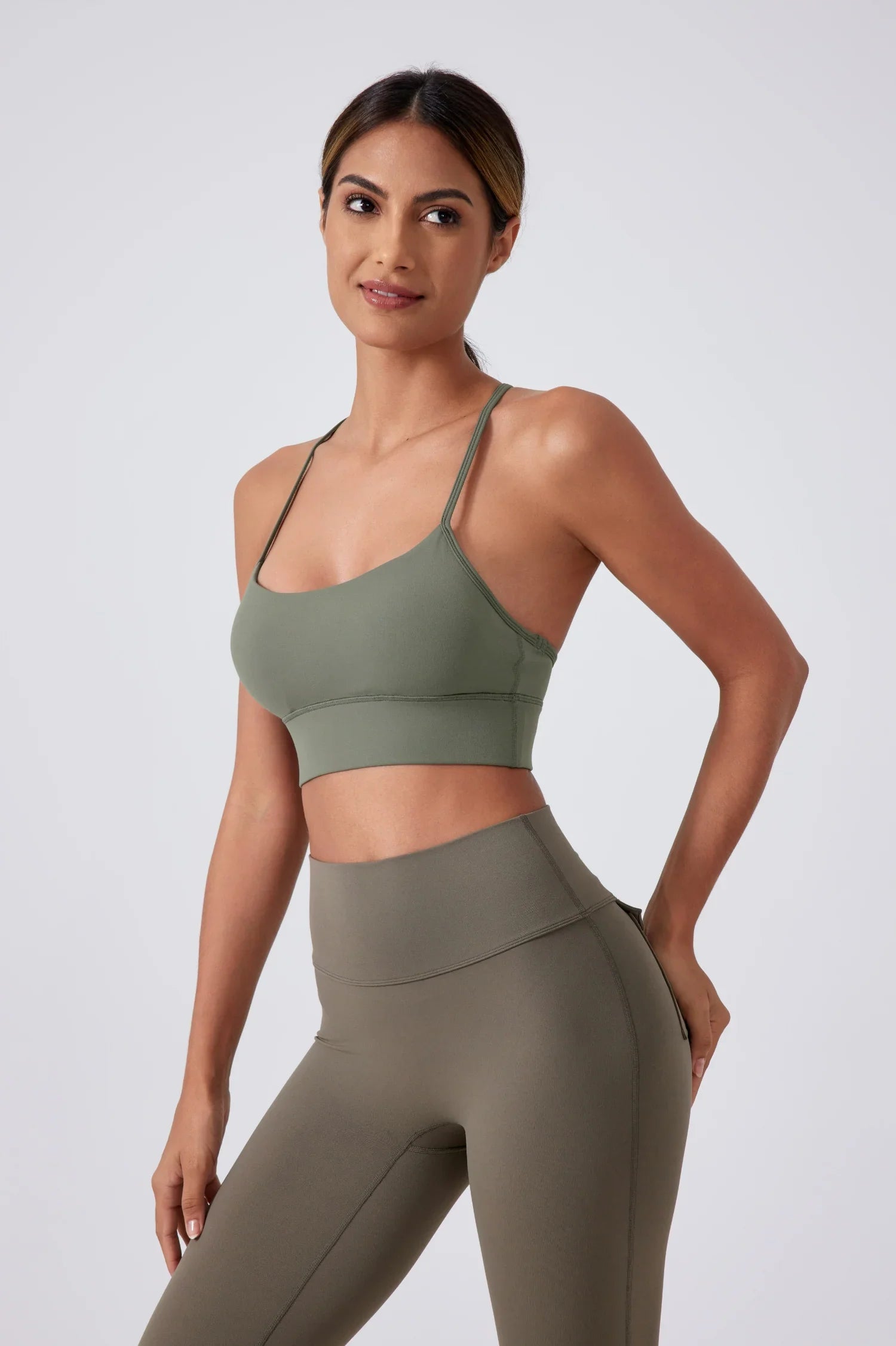 Endurance Yoga Bra-Gray-green