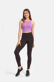 Velafit High-Waisted Workout Leggings-Dark brown