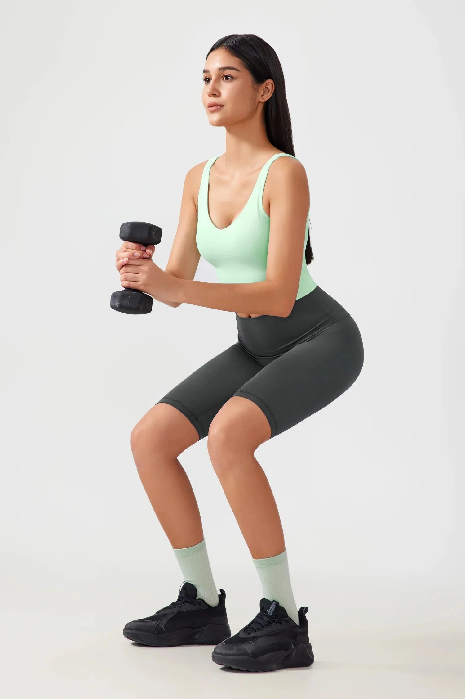 Débardeur de yoga court sans coutures - Vert fluo