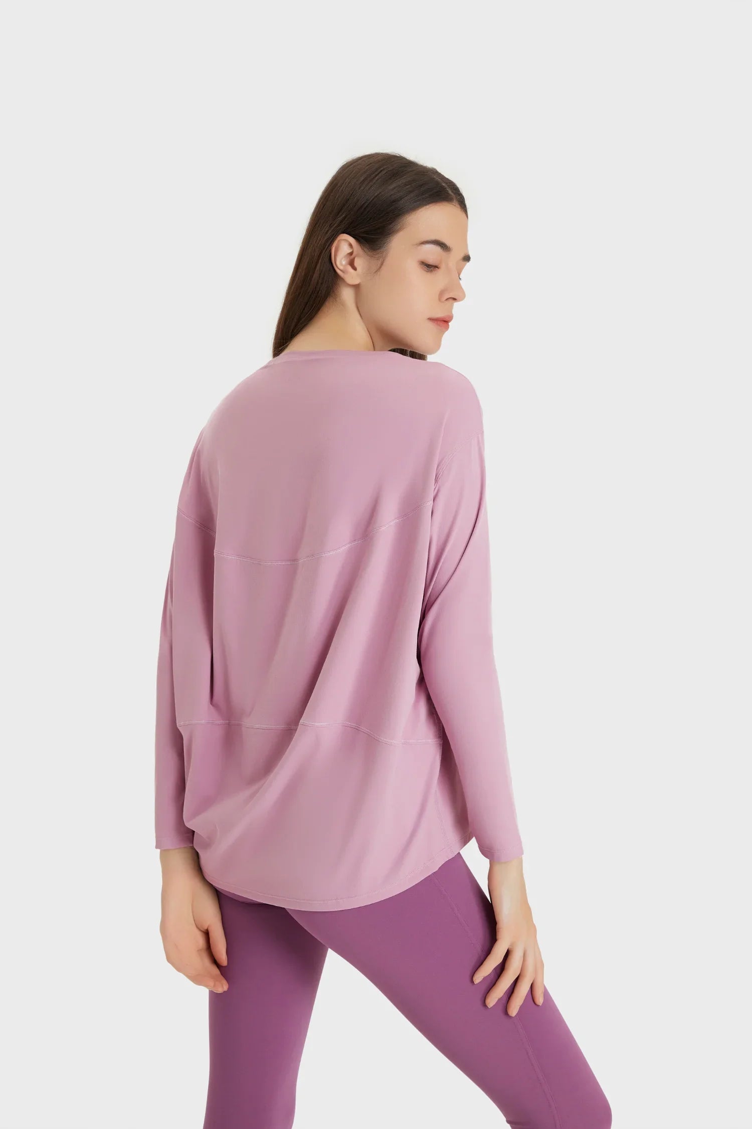 Loose Casual Yoga Long Sleeve Top-Pink