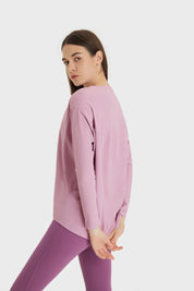 Loose Casual Yoga Long Sleeve Top-Pink