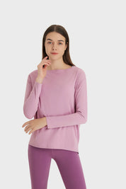 Loose Casual Yoga Long Sleeve Top-Pink