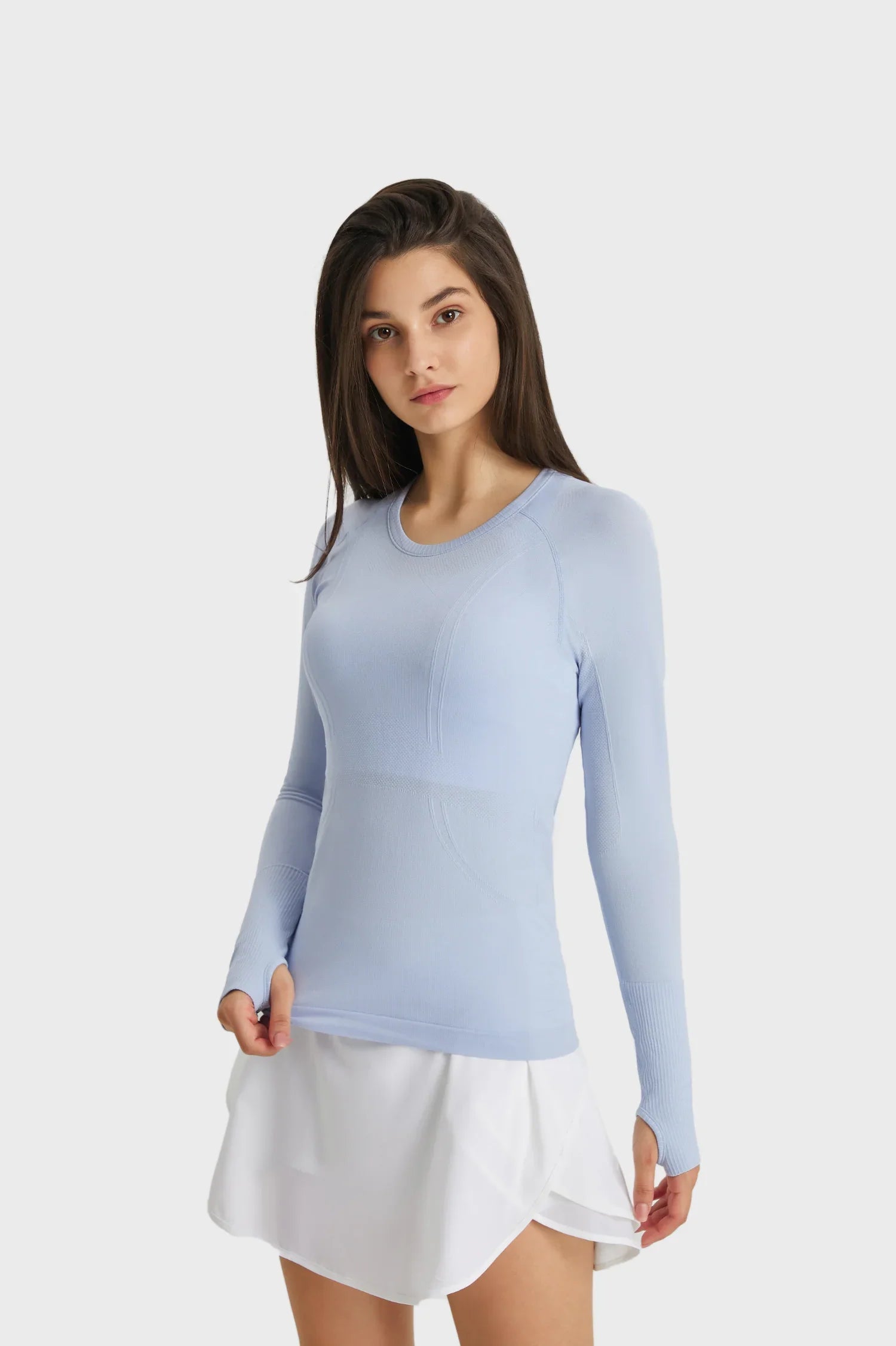 Athlete Seamless Workout Langarm-Top - Hellblau