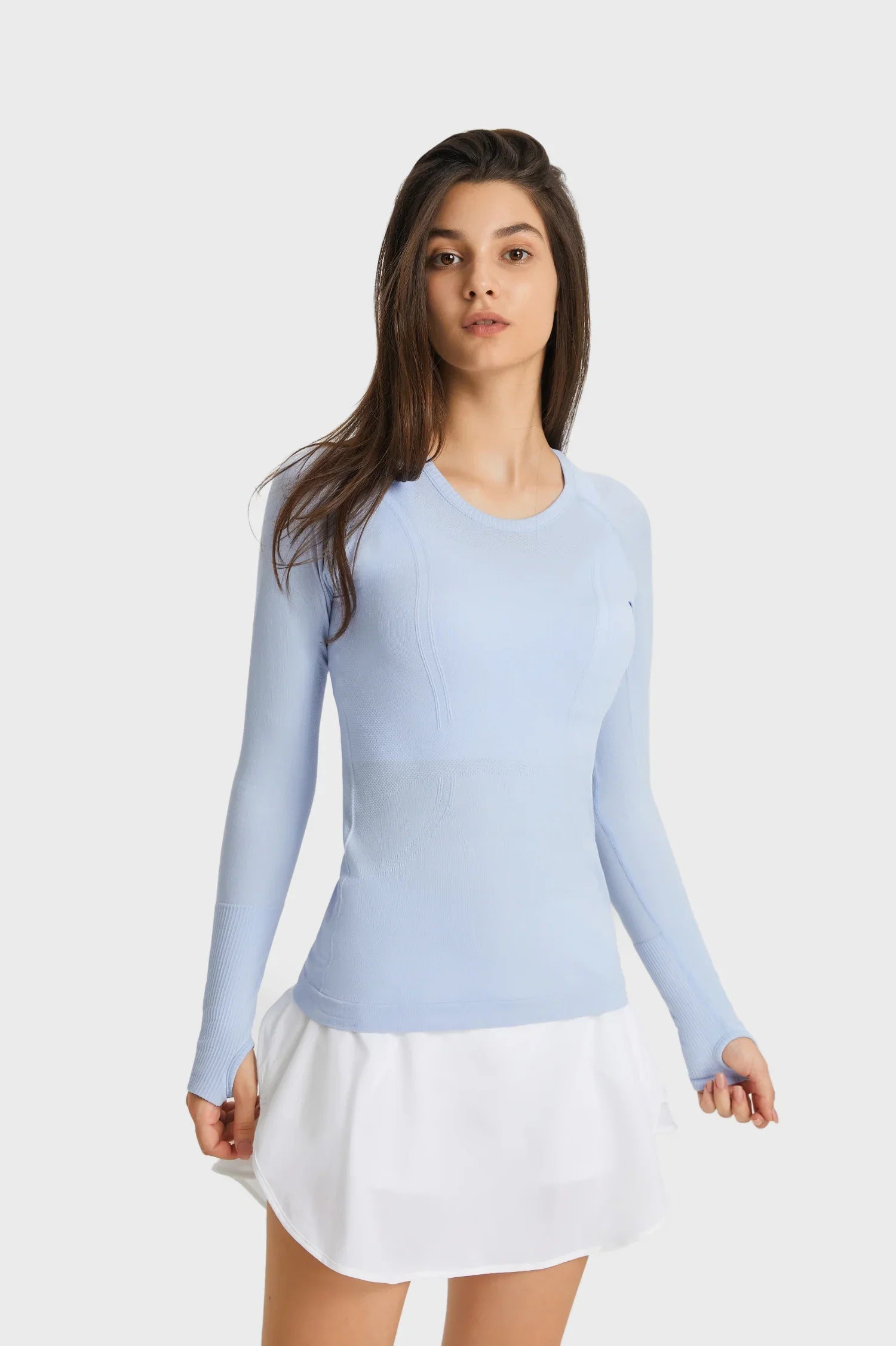 Athlete Seamless Workout Langarm-Top - Hellblau