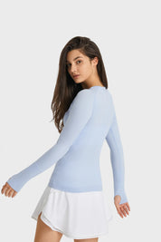 Athlete Seamless Workout Langarm-Top - Hellblau