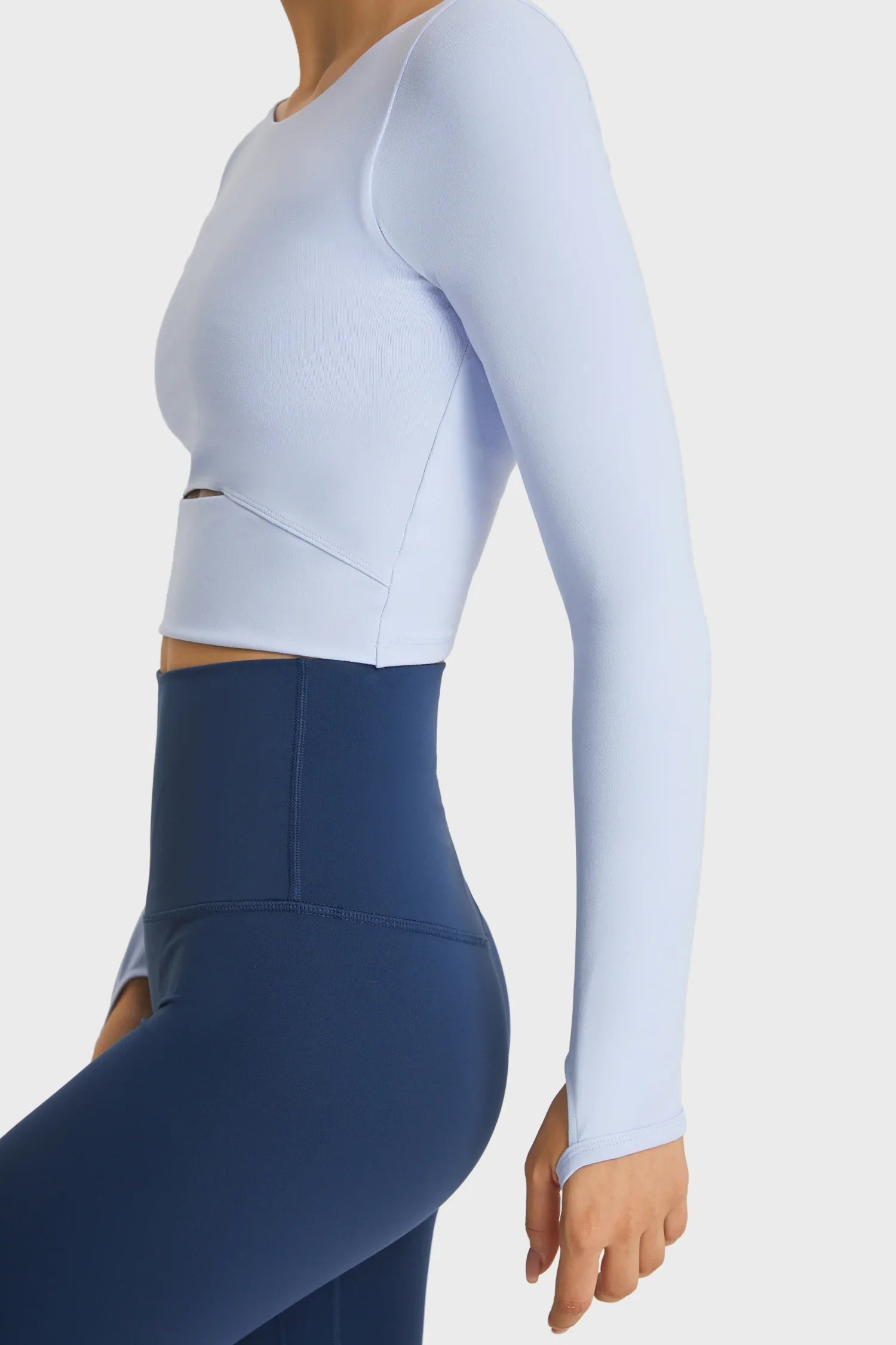 Haut à manches longues pour le yoga et le fitness - Bleu clair