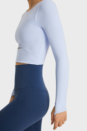 Haut à manches longues pour le yoga et le fitness - Bleu clair