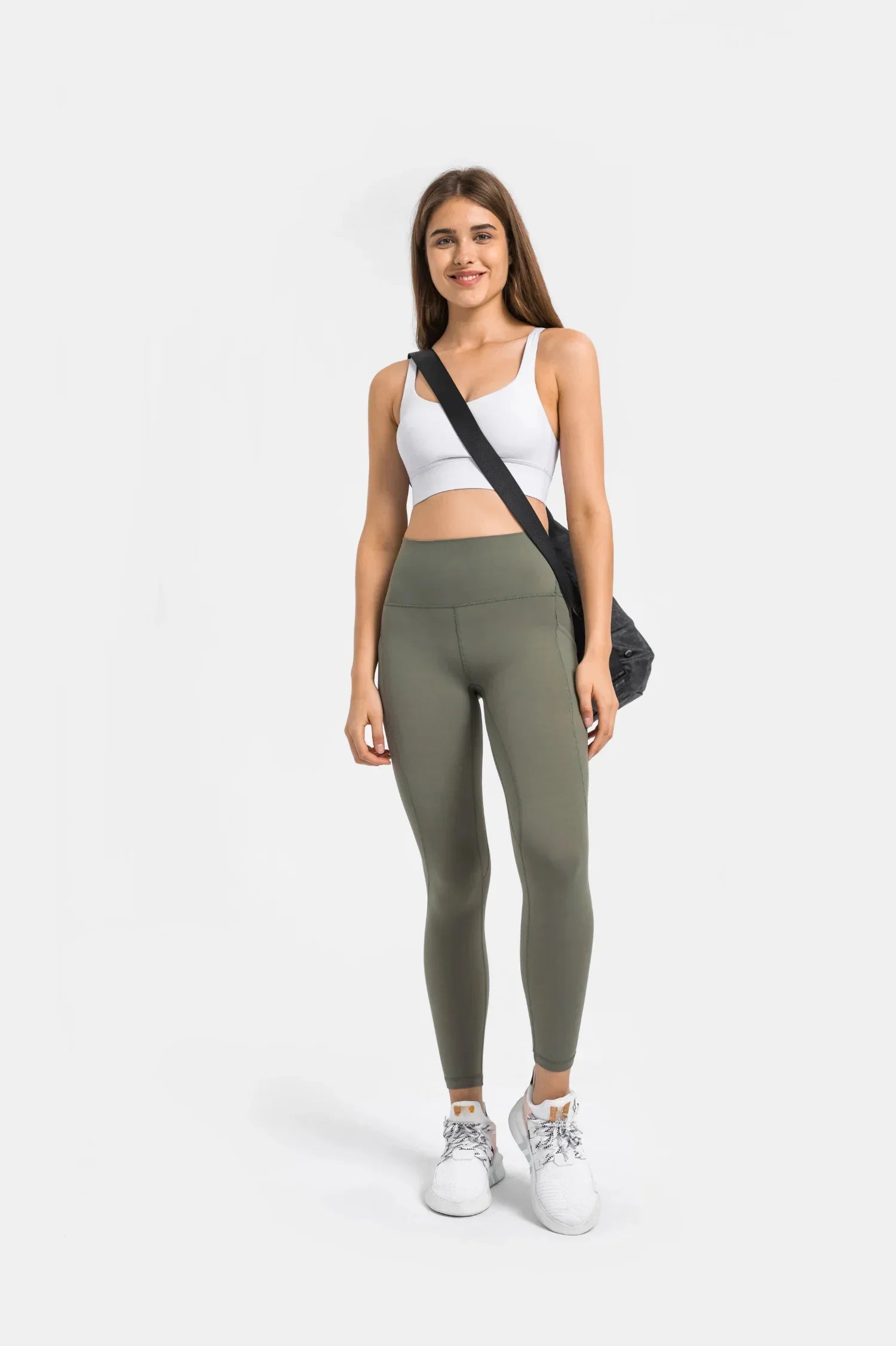Velafit High-Waisted Workout Leggings-Moss green