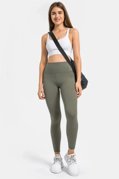 Legging d'entraînement taille haute - Vert mousse