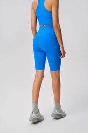 Elastische Hüftlifting-Sportshorts-Capri blau