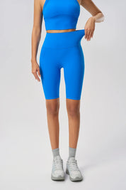 Elastische Hüftlifting-Sportshorts-Capri blau