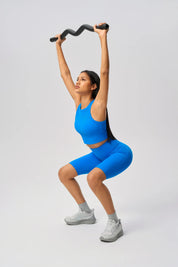 Elastische Hüftlifting-Sportshorts-Capri blau