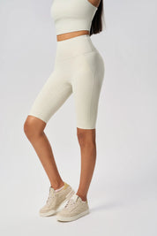 Short de sport élastique pour le levage des hanches - Blanc d'œuf