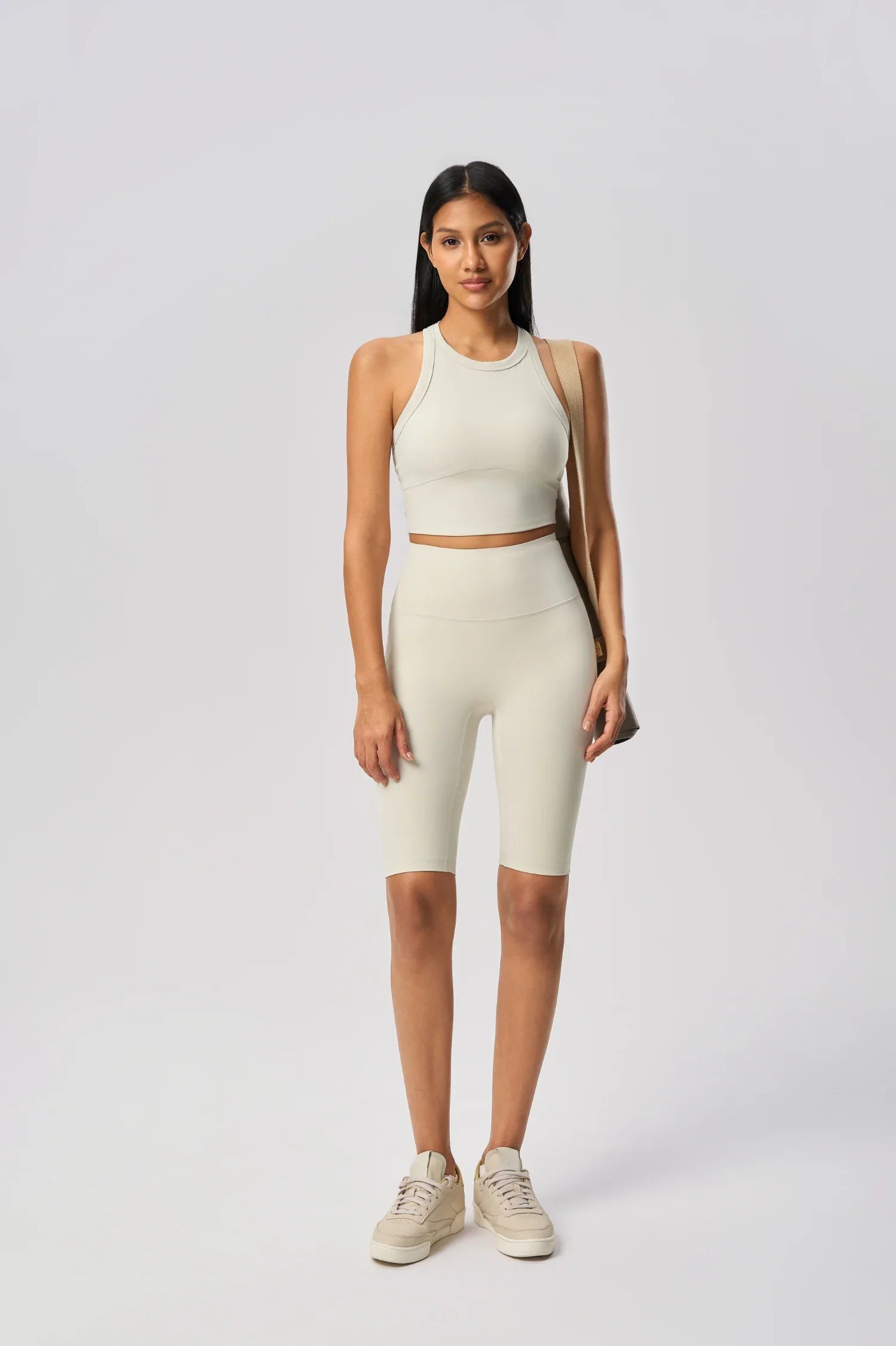 Short de sport élastique pour le levage des hanches - Blanc d'œuf