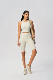 Short de sport élastique pour le levage des hanches - Blanc d'œuf