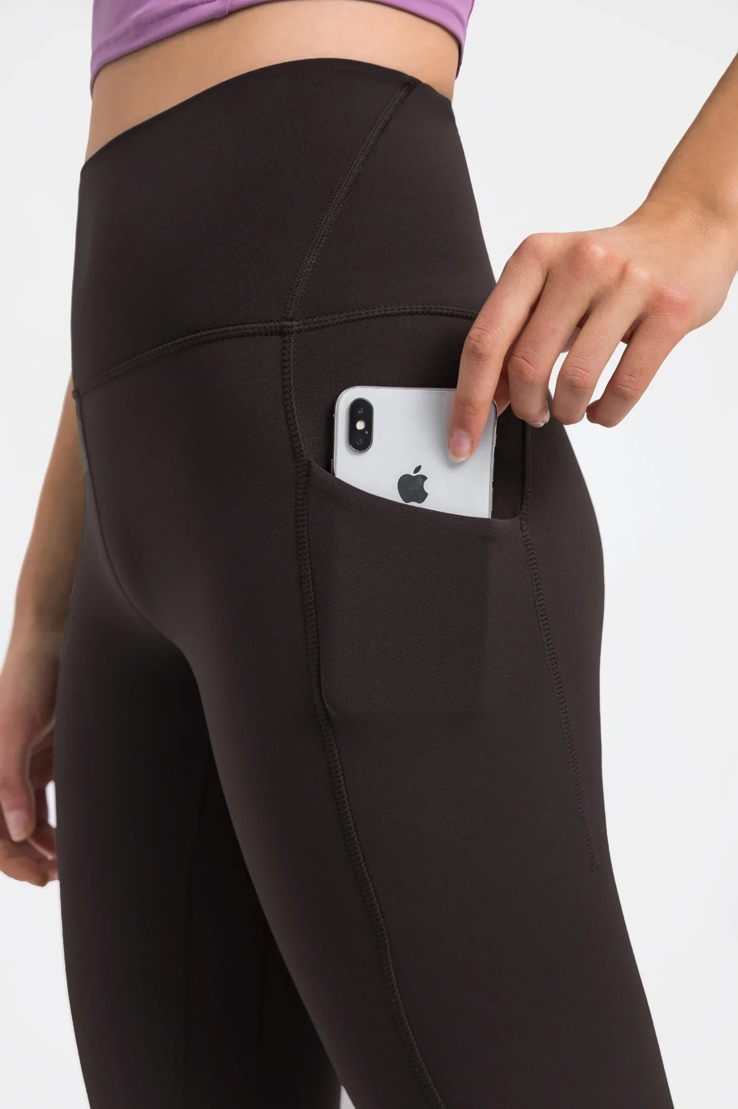 Velafit High-Waisted Workout Leggings-Dark brown