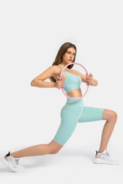 Short de sport taille haute rehaussant les hanches - Vert verre 