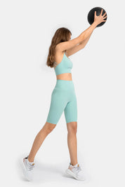 Short de sport taille haute rehaussant les hanches - Vert verre 