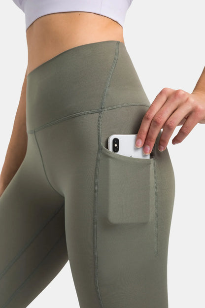 Legging d'entraînement taille haute - Vert mousse
