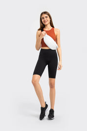 Hip Lifting High Waist Sportshorts-Schwarz 