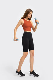 Hip Lifting High Waist Sportshorts-Schwarz 