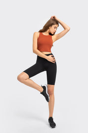 Hip Lifting High Waist Sportshorts-Schwarz 