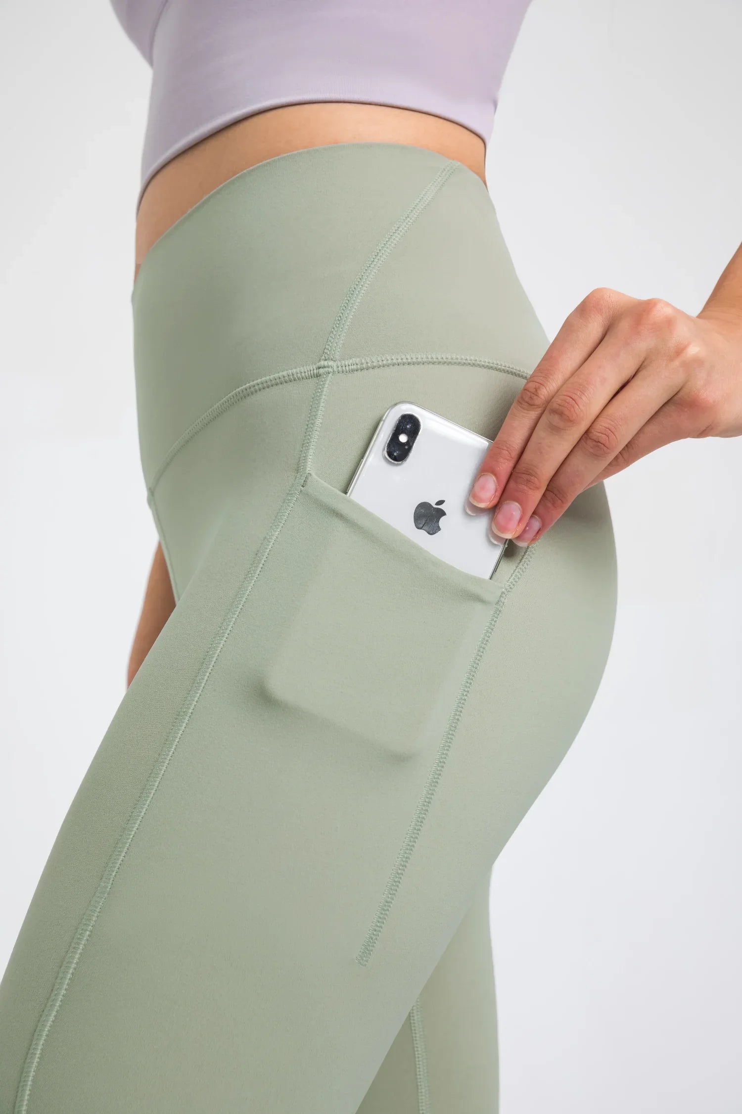 Legging d'entraînement taille haute - Vert thé
