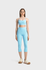 Leggings de fitness courts - Bleu froid