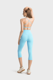 Leggings de fitness courts - Bleu froid