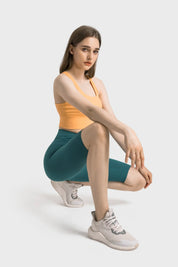 Velafit Tummy Control Sports Shorts-Emerald green