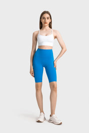 Short de sport taille haute gainant le ventre - Capri Blue