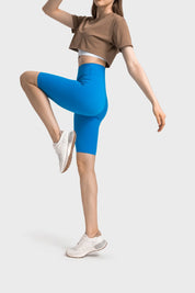 Short de sport taille haute gainant le ventre - Capri Blue