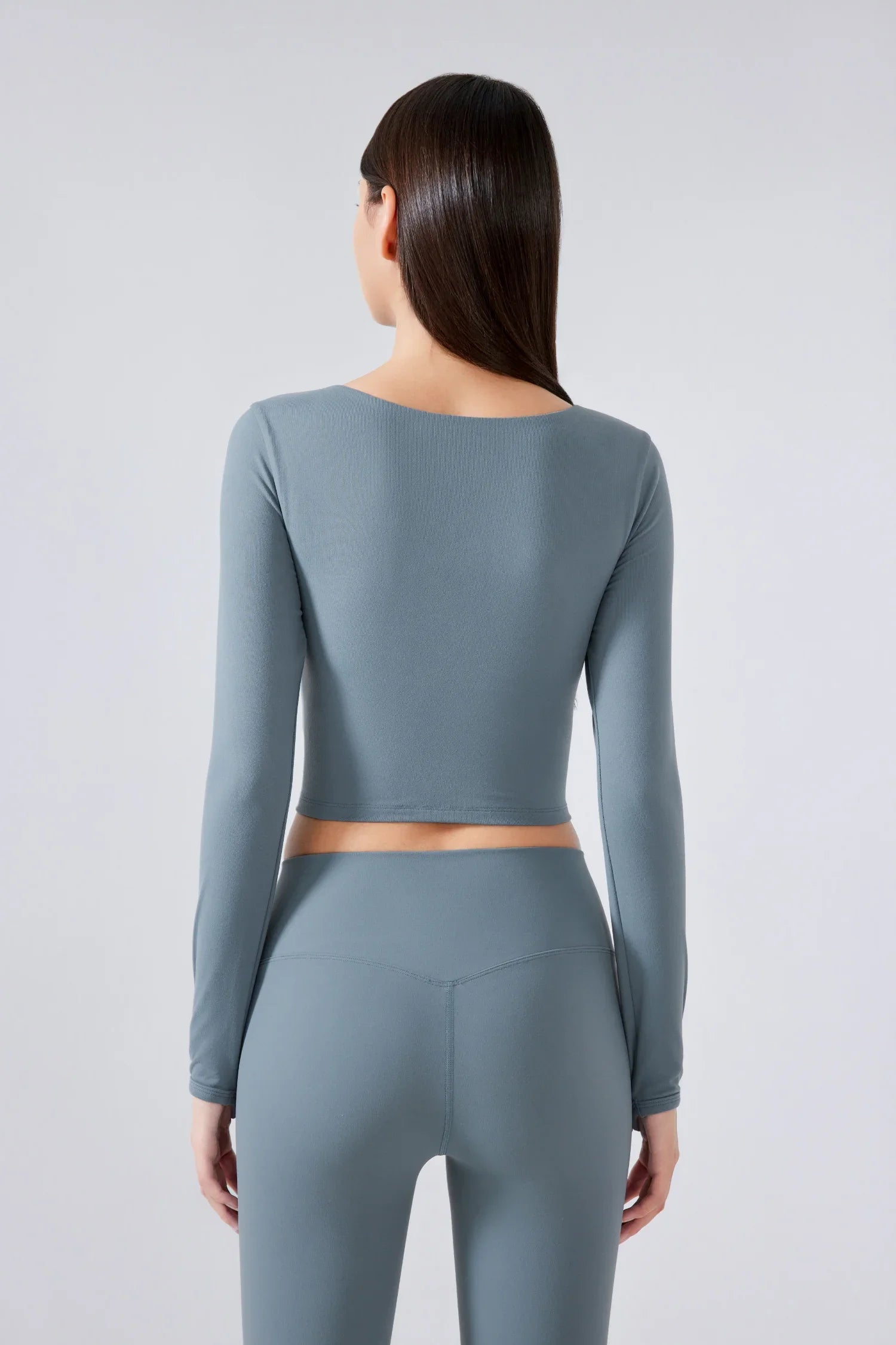 Yoga Fitness Long Sleeve Top-Gray blue