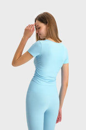 Kurze Sport-Kurzarmshirts - Hellblau