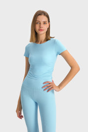 Kurze Sport-Kurzarmshirts - Hellblau