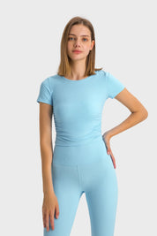 Kurze Sport-Kurzarmshirts - Hellblau