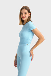 Kurze Sport-Kurzarmshirts - Hellblau