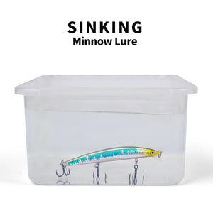 Water test showing a minnow lure in a clear container.