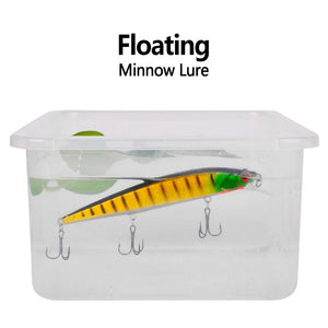 Water test showing a minnow lure in a clear container.