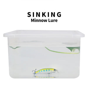 Water test showing a minnow lure in a clear container.
