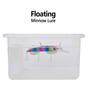 Water test showing a minnow lure in a clear container.