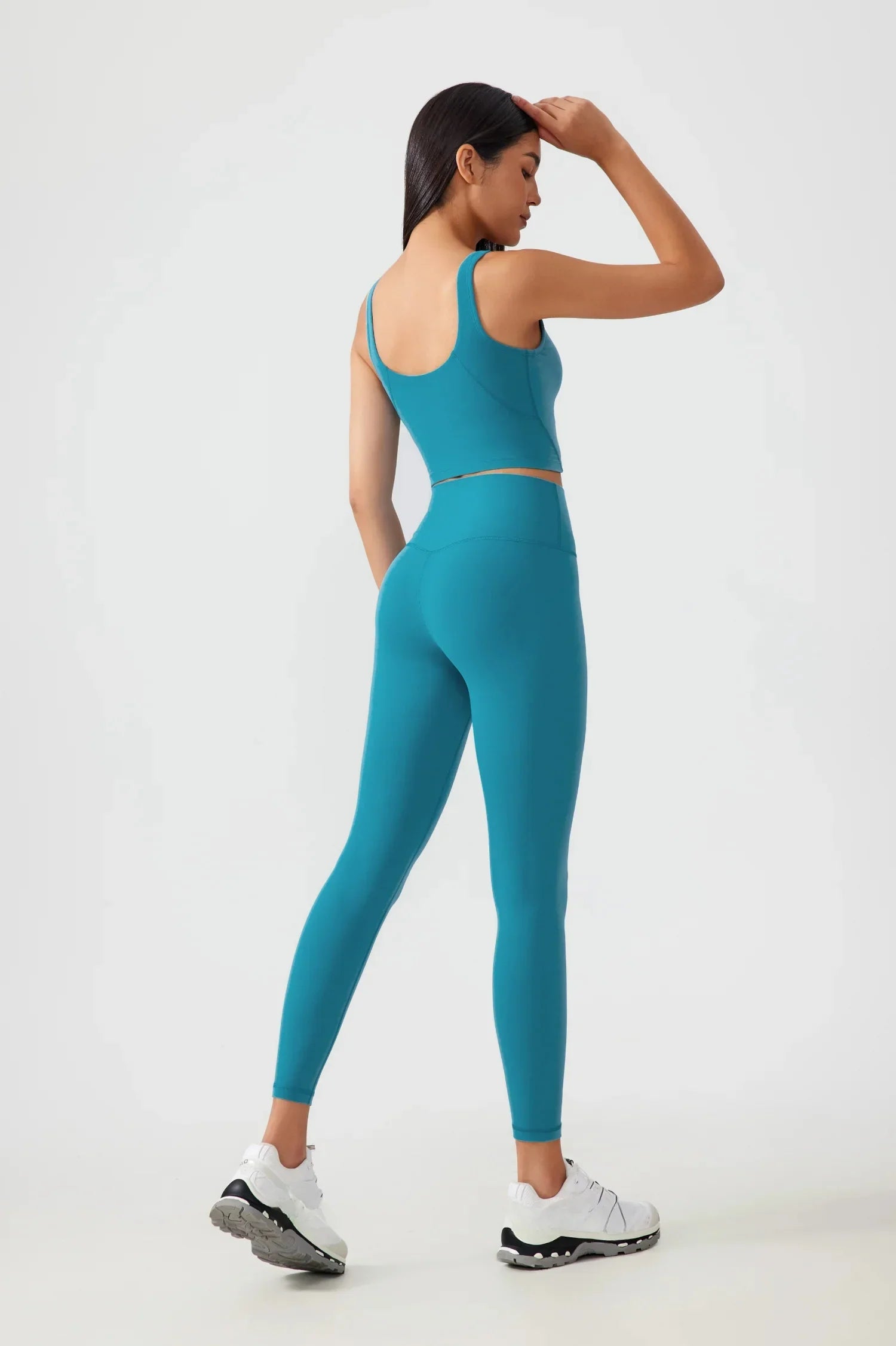 Crop Seamless Yoga Gym Tank-Cyanblau