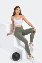 Velafit High-Waisted Workout Leggings-Moss green