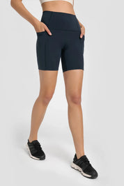 Velafit All Day High Waist Shorts-Navy blue