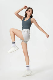 Power Medium Impact Bra Tank-Oil grey