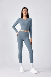 Breathe Easy Long Sleeve Top-Gray blue
