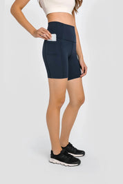 Velafit All Day High Waist Shorts-Navy blue
